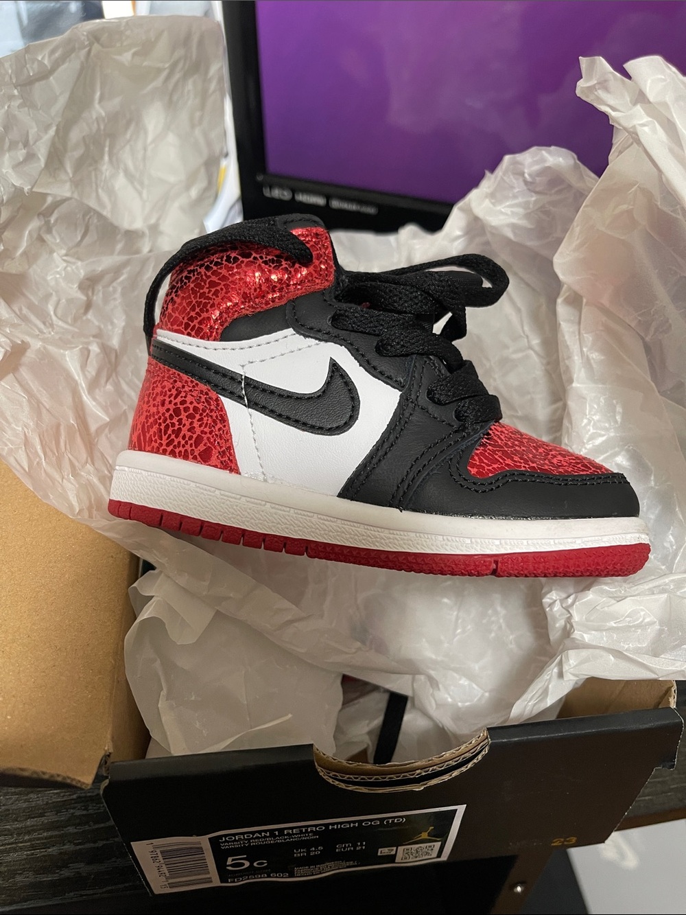 Nike Kids Black White Red High-Top Sneakers